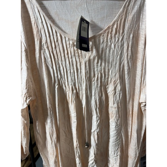 Bandolino Peach Blouse 1X light weight NWT Tunic 3/4 sleeves - Picture 7 of 16